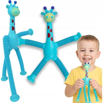 Hračka pro nejmenší ŽIRAFA POP TUBE ROZTAHOVACÍ TRUBKA S PŘÍSAVKAMI SENZORICKÁ HRAČKA TRUBIČKY