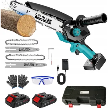 Motorová pila AKUMULÁTOROVÁ ŘETĚZOVÁ PILA BEZUHLÍKOVÁ RUČNÍ PILKA MAZÁNÍ + 2*AKU