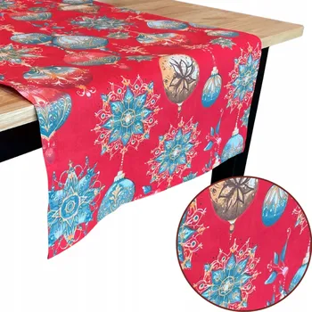 ubrus HouseArtLife Ubrus běhoun na stůl 100% bavlna vzor vánoční koule 125x45 cm