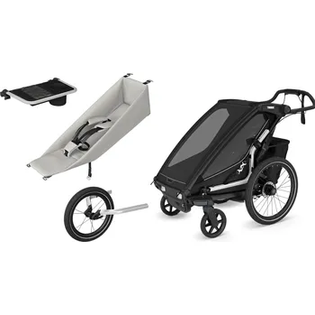 vozík za kolo Thule Chariot Sport 2 SINGLE Black G3 + jogging kit 2 + závěsné lůžko + organizer Akční set vozíku za kolo a kočárek