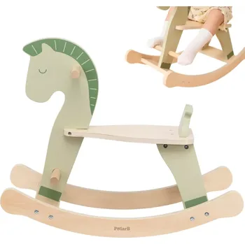 Dřevěná hračka dřevěný houpací koník pro děti 12m+ v pastelově zelené