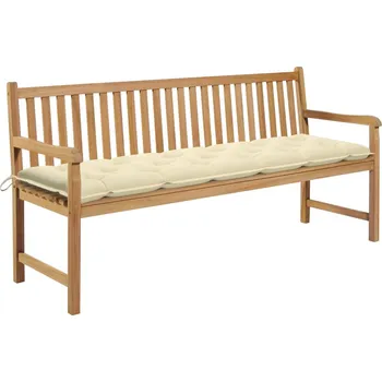 Zahradní lavice Zahradní lavice s krémově bílou poduškou 175 cm masivní teak