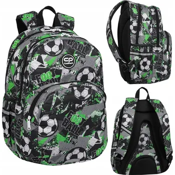 Vícekomorový Školní batoh CoolPack v odstínech šedé a stříbrné, zelený, 27 l