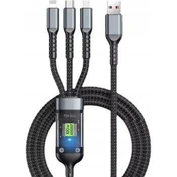 Datový kabel Kabel Interlook USB - USB typ C / microUSB / Lightning 1,2 m černý