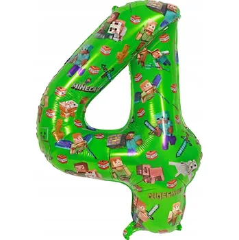 Balónek Balón k 4. Narozeninám Číslice Čtyři Fóliový Zelený 100 cm Minecraft