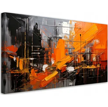 Obraz Obraz do obýváku, Abstraktní Oranžová Industriální 80x40