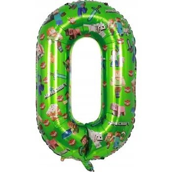 Balónek Balón 0. Narozeniny Číslice Nula Fóliový Zelený 100 cm Minecraft