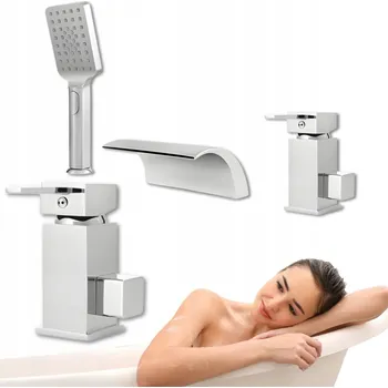 Vodovodní baterie Dvoukohoutková vanová a sprchová baterie na okraj vany Silla Cascade, stříbrná