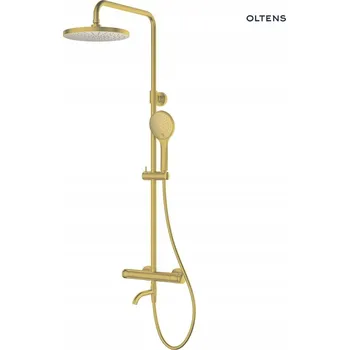 Sprchový set Termostatická vanová a sprchová souprava s dešťovou hlavicí, kartáčované zlato
