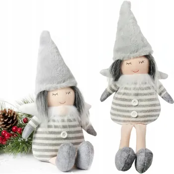 Obraz Plyšový sedící anděl s visícíma nohama 40 cm šedá figurka jako dárek