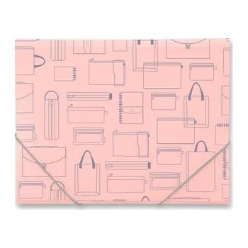 Archivační box Tříchlopňové desky s gumou Foldermate Vintage A4 - růžová