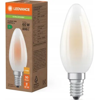 Žárovka LED žárovka svíčka E14 B35 3.8W = 60W 806lm 2700K Teplá bílá 330° Ledvance