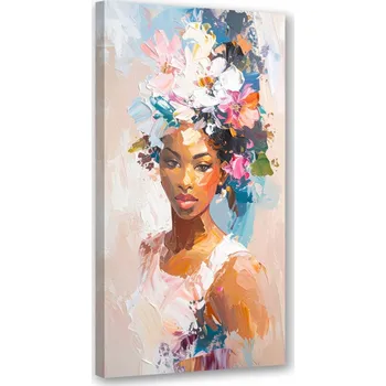 Obraz Obraz do obývacího pokoje, Portrét ženy, květiny, abstrakce 50x100