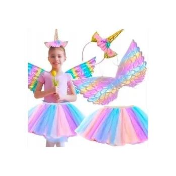 Karnevalový kostým KOSTÝM PRO DÍVKU JEDNOROŽEC PŘEVLEK NA PLES ČELENKA SUKNĚ PEGAS