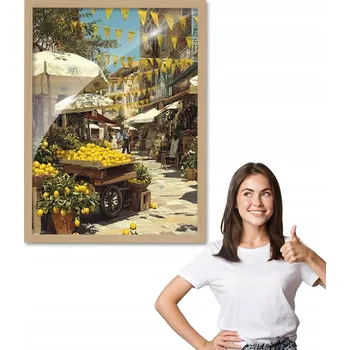 Obraz Obraz s rámem vzor SLUNEČNÁ ULIČKA dřevěný rámeček 50x70 plexi do kuchyně