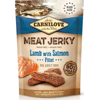 Pamlsek pro psa Carnilove Jerky Jehněčí s Filetem z Lososa 12 × 100 g