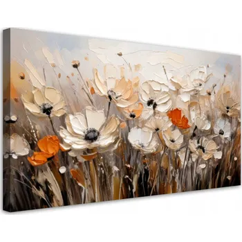 Obraz Obraz na plátně, Květiny na louce Béžová 100x50