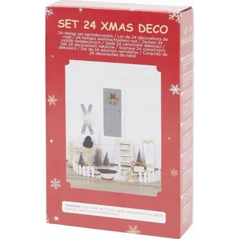 Vánoční dekorace Sada 24 vánočních ozdob, světlé půlkulaté dveře