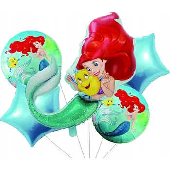 Balónek Sada balónků MOŘSKÁ PANNA ARIEL, 5 ks, narozeniny