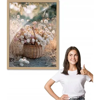 Obraz Obraz s rámem vzor KOŠ S POLNÍMI KVĚTINAMI, dřevěný rámeček 50x70, plexisklo