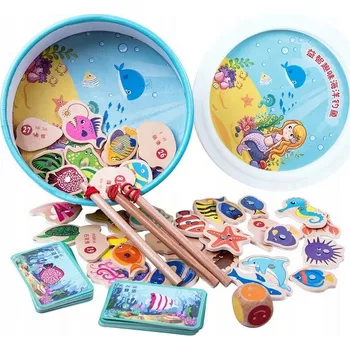 Dřevěná hračka Edukativní hra Uxxu Rybaření - dřevěná hračka, 25 dílů, Věk 3+