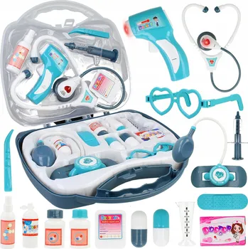 Hra na doktory MALÝ DOKTOR LÉKAŘSKÁ SADA PRO DĚTI LÉKAŘ KUFŘÍK ZVUK SVĚTLO 17 DÍLŮ