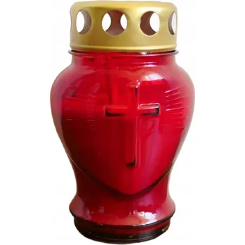 Svíčka HŘBITOVNÍ SVÍČKA SVÍČKA, ČERVENÉ SRDCE - IGNIS +/- 18 HOŘÍCÍCH HODIN