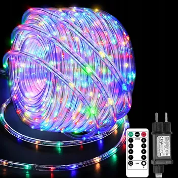 Vánoční dekorace VÝKONNÝ SVĚTELNÝ HAD venkovní VÁNOČNÍ OSVĚTLENÍ NA STROMEČEK 100 LED DÉLKA 10m MULTIKOLOR