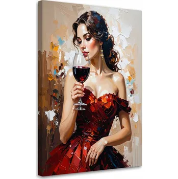 Obraz Obraz do obýváku ložnice, Dívka se sklenicí vína 70x100