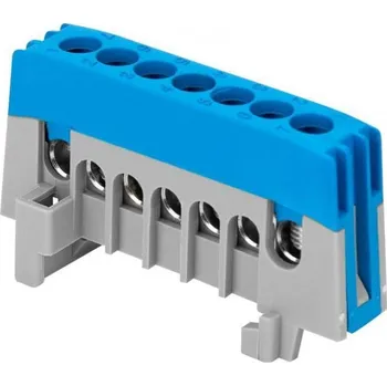 Sběrnice na DIN lištu 7PIN izolovaná modrá