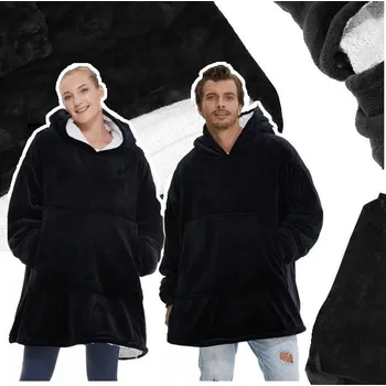 Pánská mikina Deka mikina mikinová deka velká oversize silná teplá s kapucí černá měkká