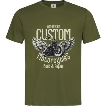 Pánská móda Tričko American Custom | Motorcycles Druh: Pánské, Barva: Khaki, Velikost: M