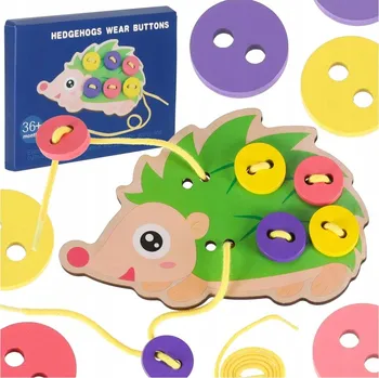 Hračka pro nejmenší EDUCAČNÍ SADA PRO VÝUKU ŠITÍ KNOFLÍKŮ JEŽEK