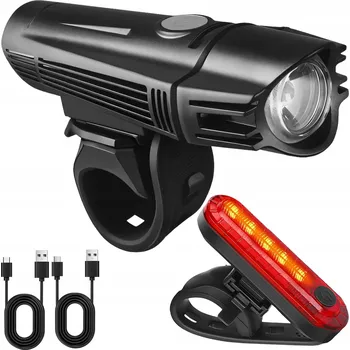 Cyklosvítilna VÝKONNÁ SVĚTLA NA KOLO SADA PŘEDNÍ ZADNÍ LED VODĚODOLNÁ AKUMULÁTOR USB