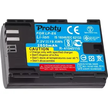 ProBty Baterie Canon LP-E6 2650mAh 7.2 / 7.4V Li-Ion, akumulátor pro fotoaparáty a kamery, nahrazuje originál