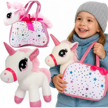 plyšák Jednorožec v kabelce Norimpex plyšový bílý 23 cm