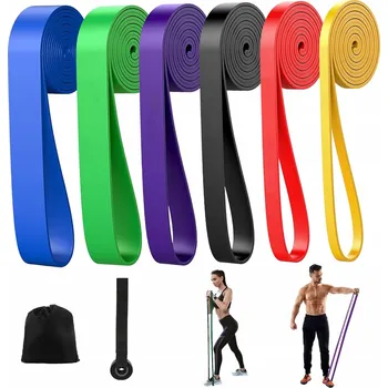 SADA 6 POSILOVACÍCH GUM, DLOUHÉ ODPOROVÉ GUMY Fitness, Rehabilitace