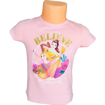 Dívčí tričko Sun City Dívčí tričko PRINCEZNY believe krátký rukáv růžové Barva: Růžová světlá, Velikost: 104