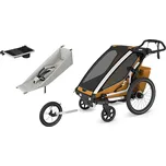 Thule Chariot Sport 2 SINGLE Natural Gold G3+ jogging kit 2 + závěsné lůžko + organizer Akční set vozíku za kolo a kočárek