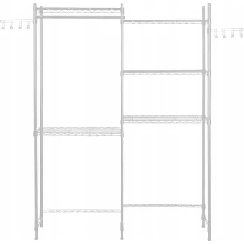 regál SucceBuy Regál nad pračku/WC 147x34x196,5 cm, 5 polic, dvojitá řada, bílý