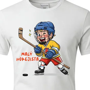 Chlapecké tričko Dětské tričko Malý hokejista - velikost 146, Barva Bílá
