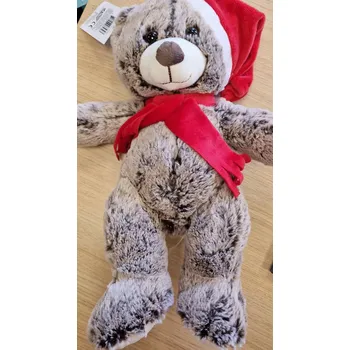 plyšák plyšový medvěd šedý s čepicí a šálou 40 cm