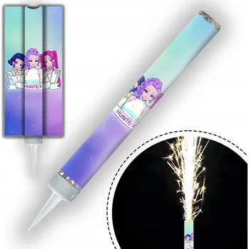 Dortová svíčka DORTOVÁ FONTÁNA DEMON HUNTERS LOVKYNĚ DÉMONŮ K-POP PRSKAVKA SVÍČKA 12cm