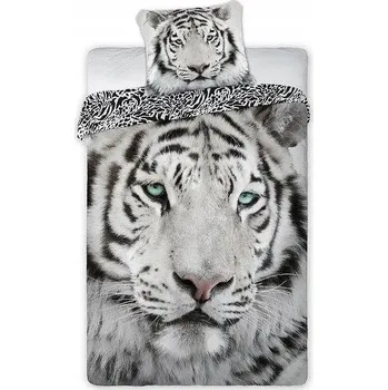 Povlečení POVLEČENÍ PRO MLÁDEŽ 140X200 DIVOKÝ TYGR BÍLÝ TYGR TMAVÉ OBOUSTRANNÉ