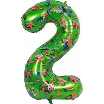 Balónek Balón k 2. Narozeninám Číslice Dva Fóliový Zelený 100 cm Minecraft