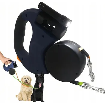 Vodítko pro psa VODÍTKO PRO DVA PSY S BATERKOU A REFLEXNÍ PÁSKOU