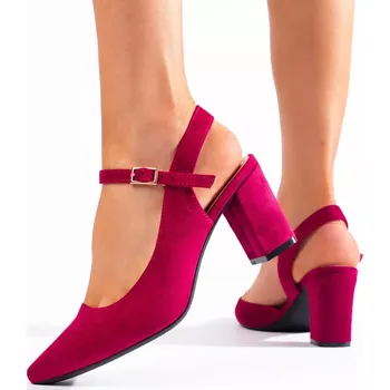 Dámské lodičky Moderní lodičky dámské růžové na širokém podpatku 40