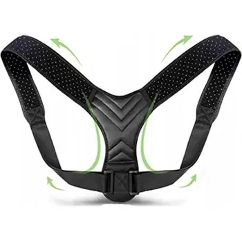 Korektor držení těla zad a ramen, účinný napřimovač - ČERNÝ