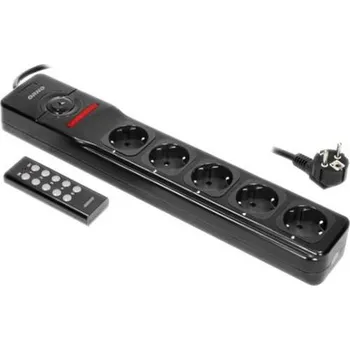 Elektrická zásuvka Orno Prodlužovací kabel 5 x zásuvka s dálkovým ovládáním, 3m schuko Černá