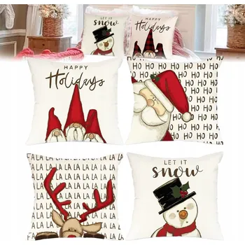 Povlak na dekorativní polštářek Sada 4 povlaků na polštáře 40 x 40 cm Vánoční dekorativní